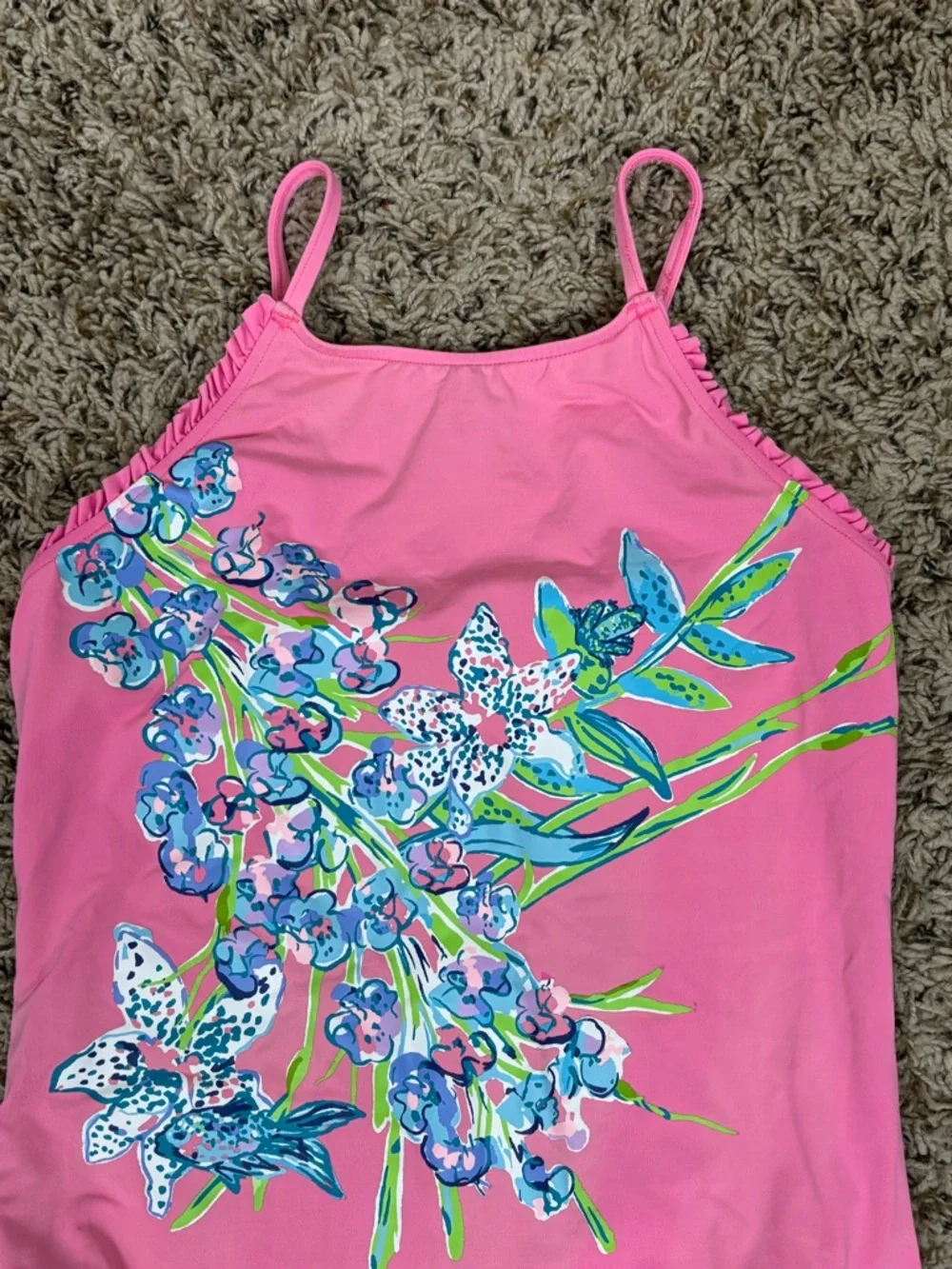 Lilly Pulitzer Juliet One Piece‎ Girls Swimsuit UPF 50+ Pink Tropics Size 12